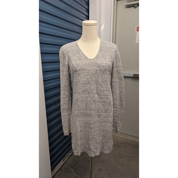 PureJill Heather Gray Side Slits Cotton Blend Stretch Knit Long Sweater XS‎ - Picture 1 of 9